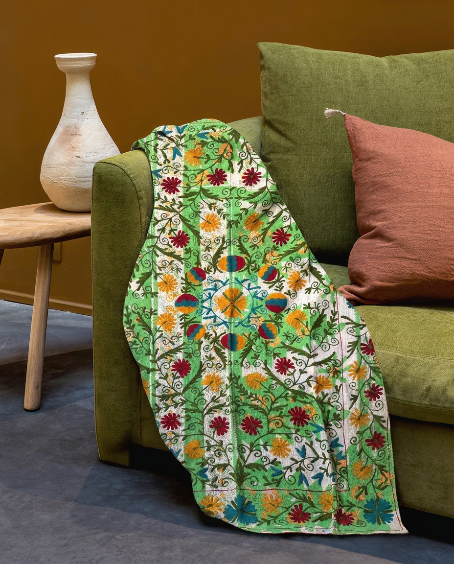 Pièce artisanale Kantha brodé